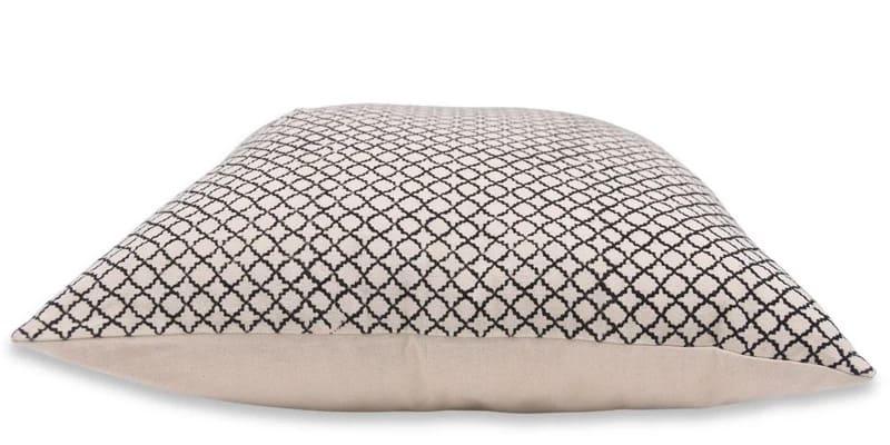 Decorative pillow with geometric pattern on duck fabric