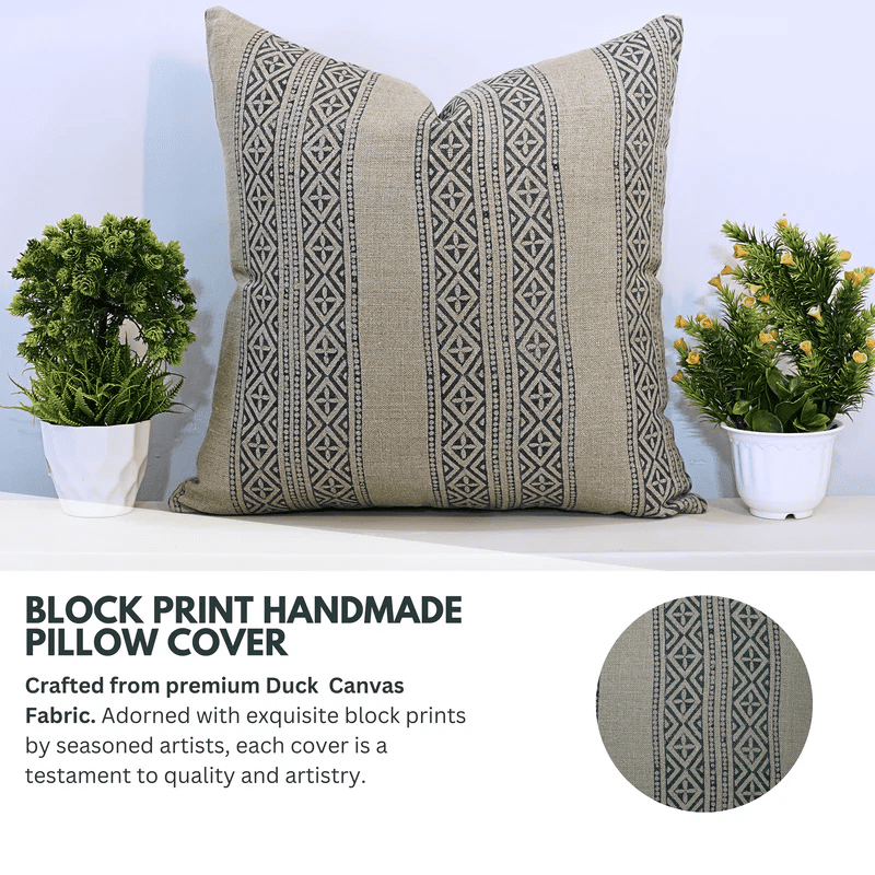 Handcrafted hand print cushion cover for stylish interiors