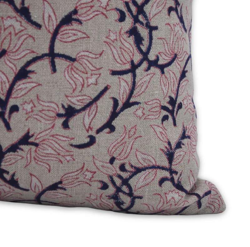 Indian Blue Floral Print Cushion Cover - Kamal Dutta