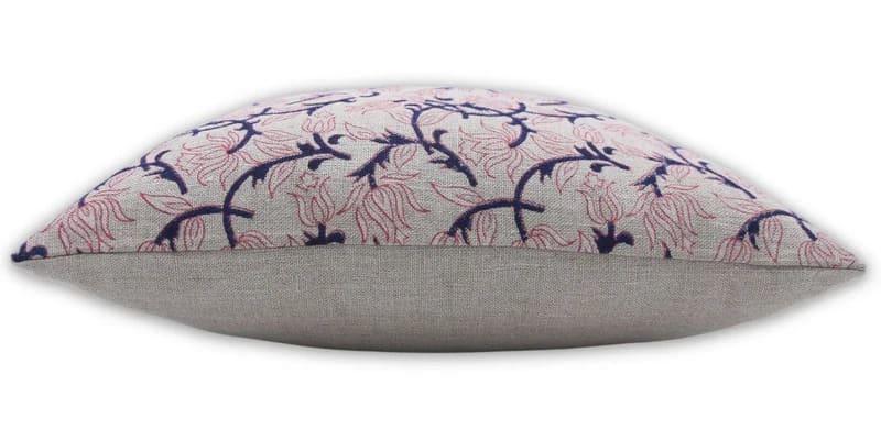 Indian Blue Floral Print Cushion Cover - Kamal Dutta