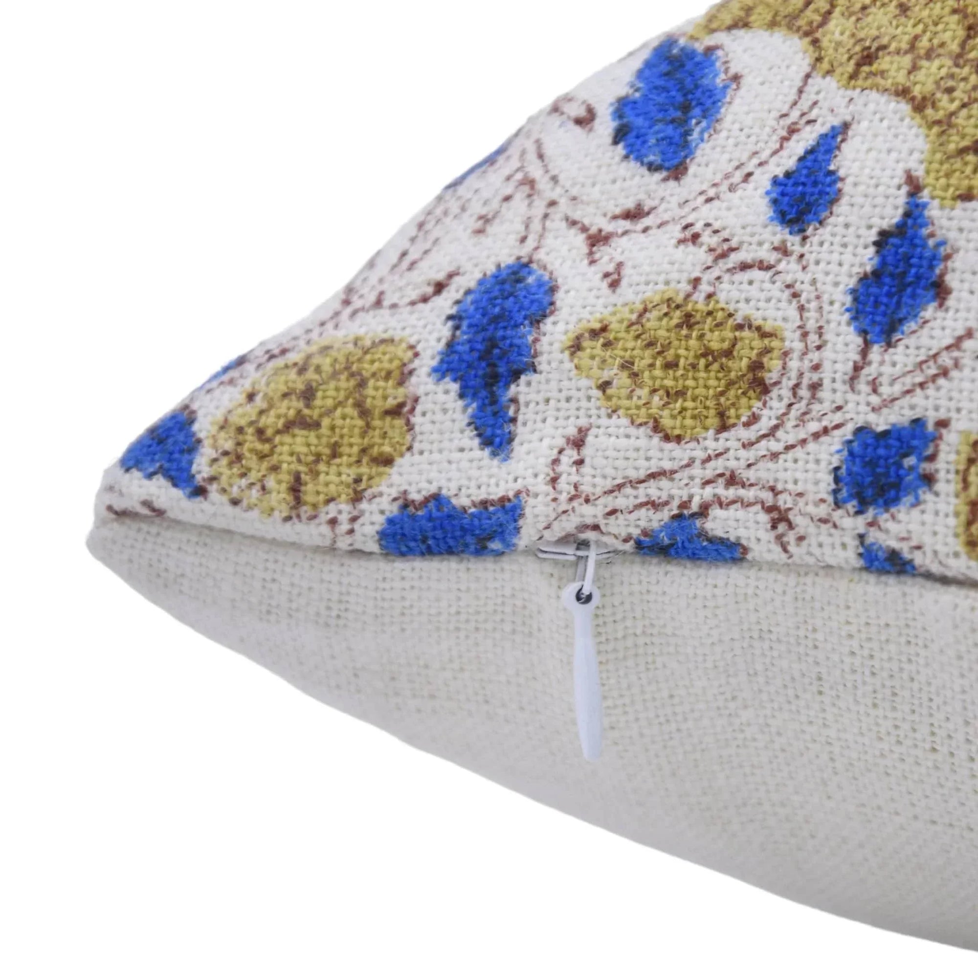 Decorative pillow with floral pattern on a white background