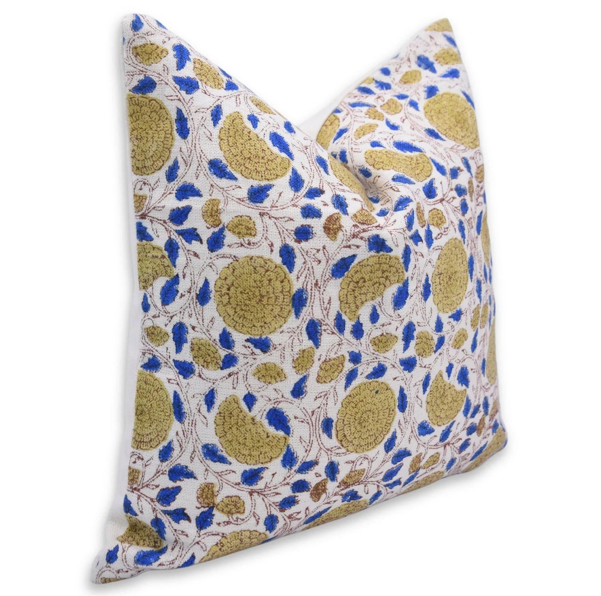 Decorative pillow with floral pattern on a white background