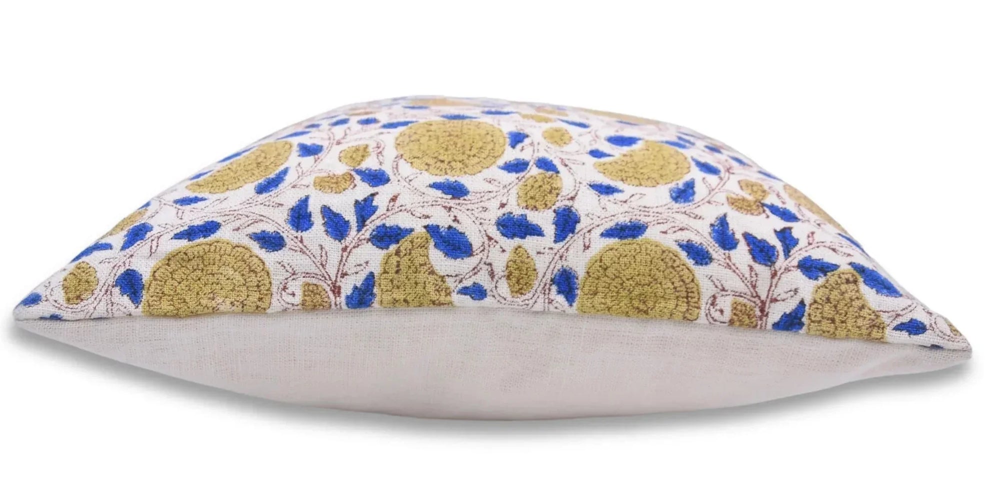 Decorative pillow with floral pattern on a white background