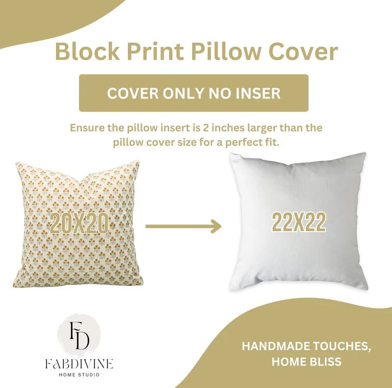 Colorful block print pillow cover, handmade design