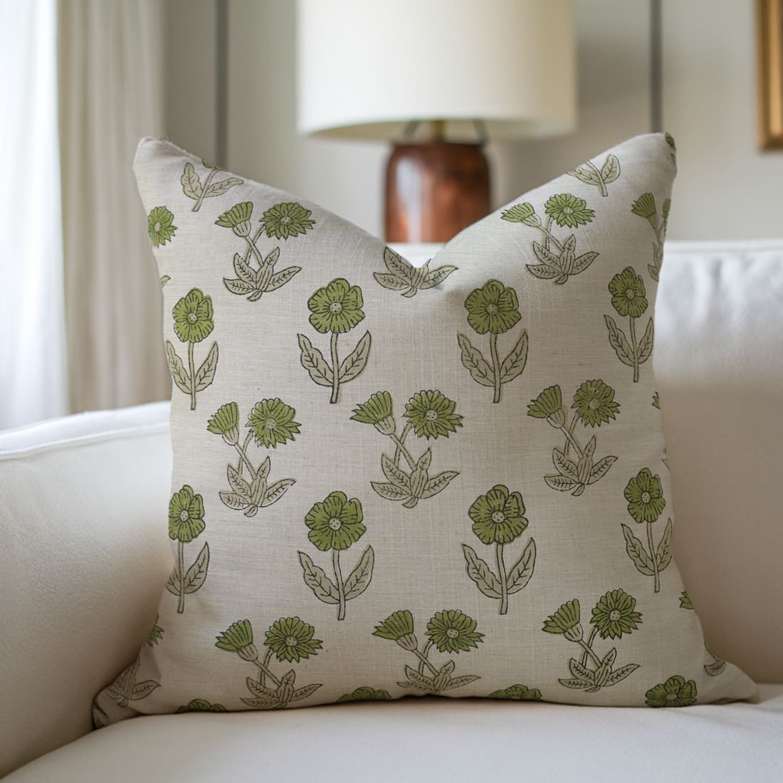Decorative pillow with green floral