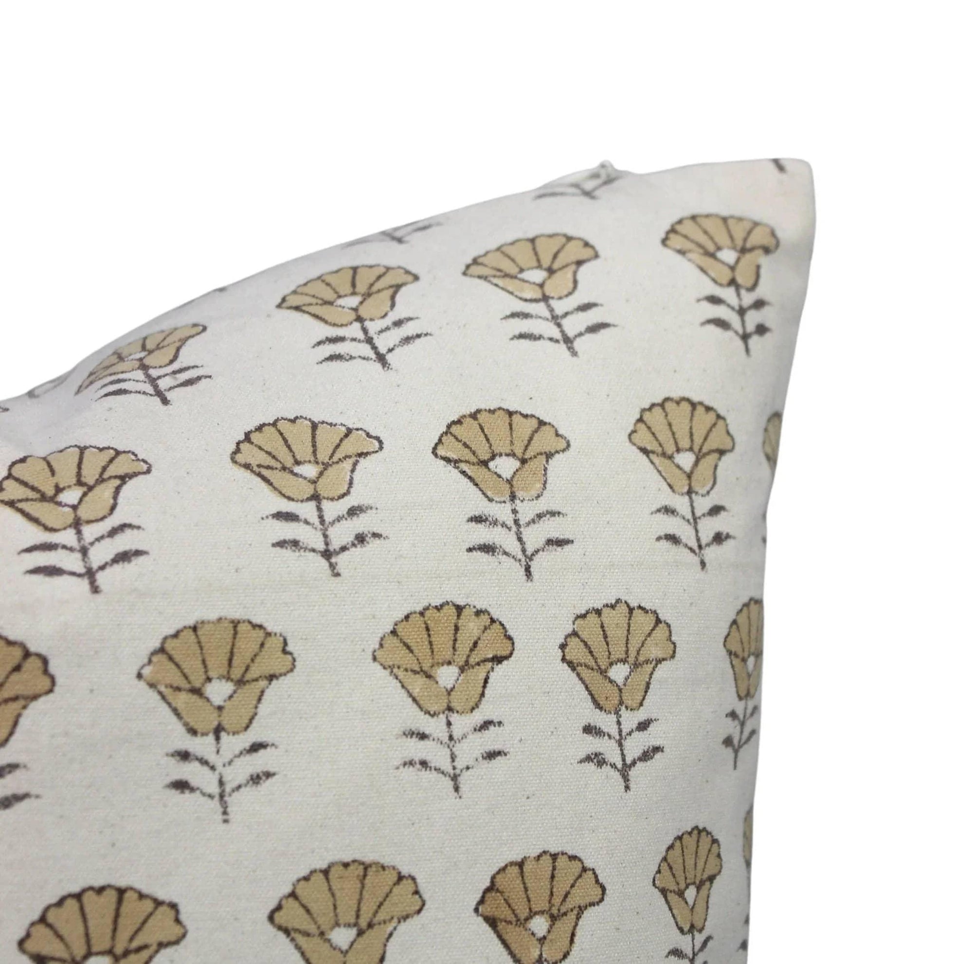 Decorative pillow with beige floral pattern 