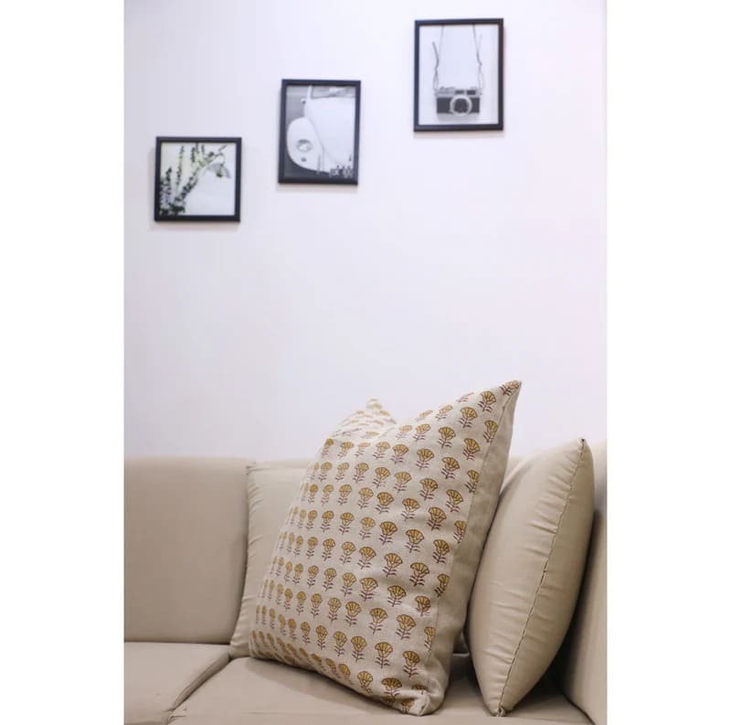 Block Printed Boho Cushion Cover - Kohinoor