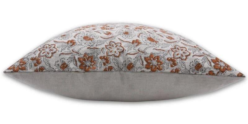 Bronze Floral Pure Linen Pillow Cover ||  Kum Kum