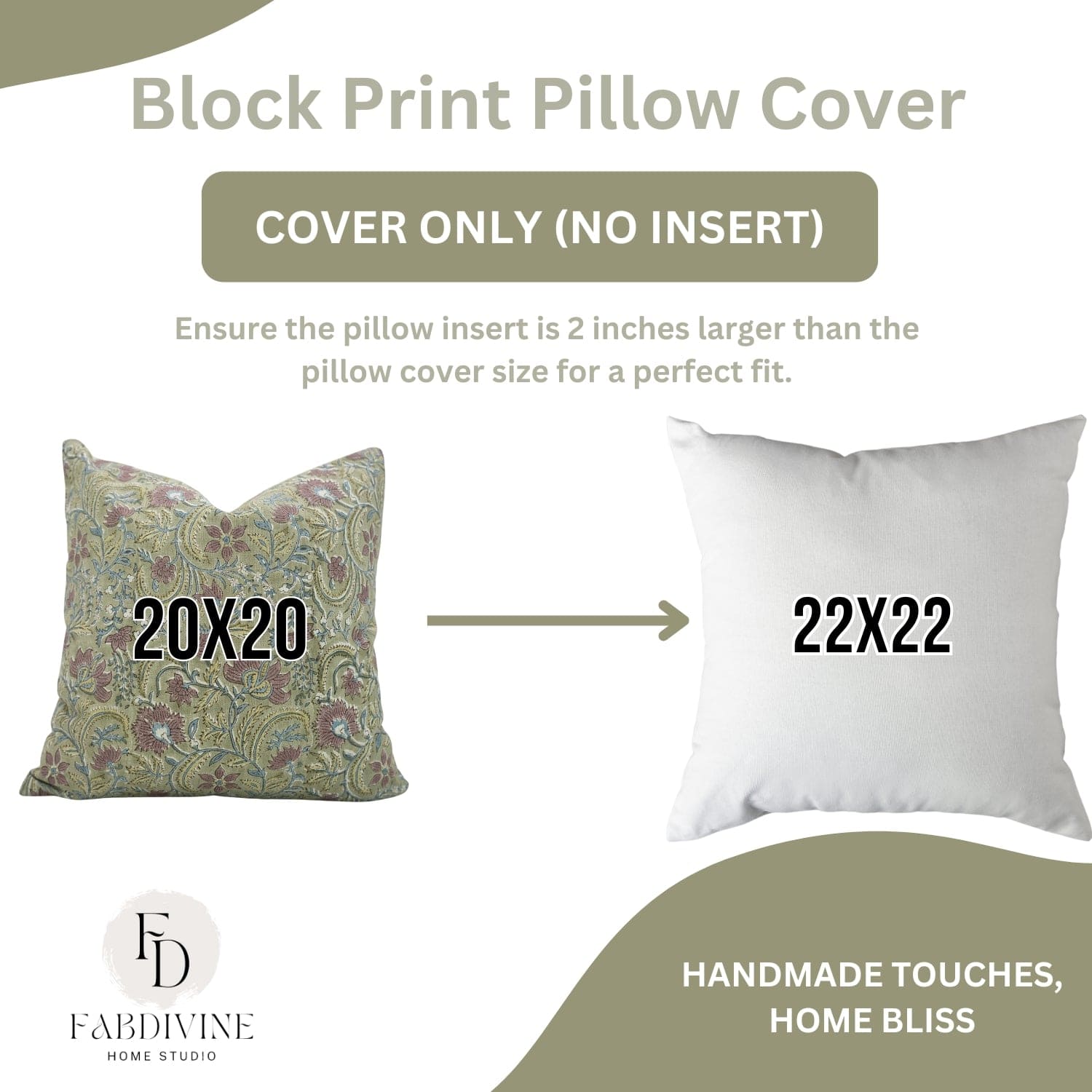 Brown Block Printed Linen Pillow Cover - Kundanvan