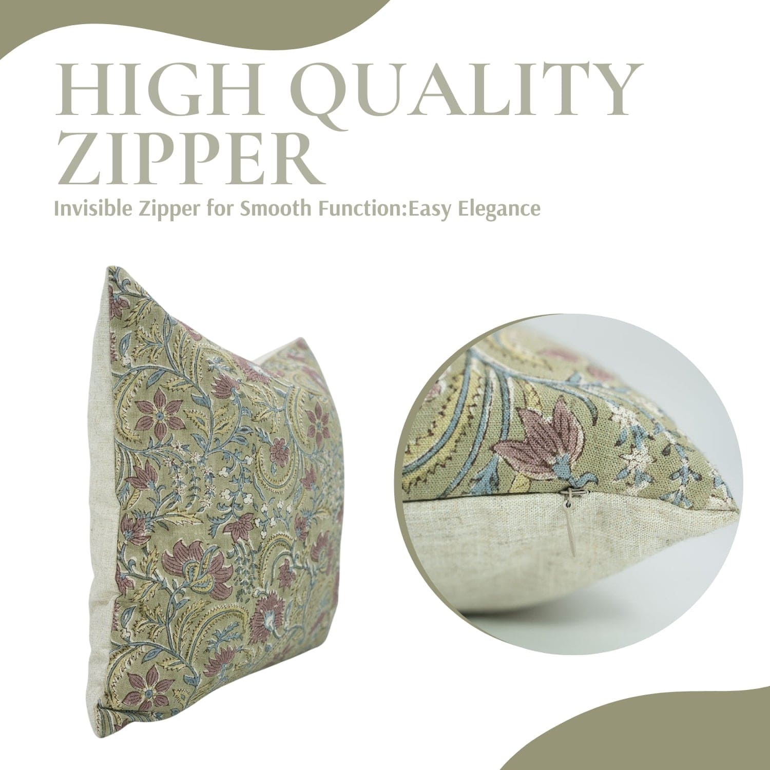 Brown Block Printed Linen Pillow Cover - Kundanvan