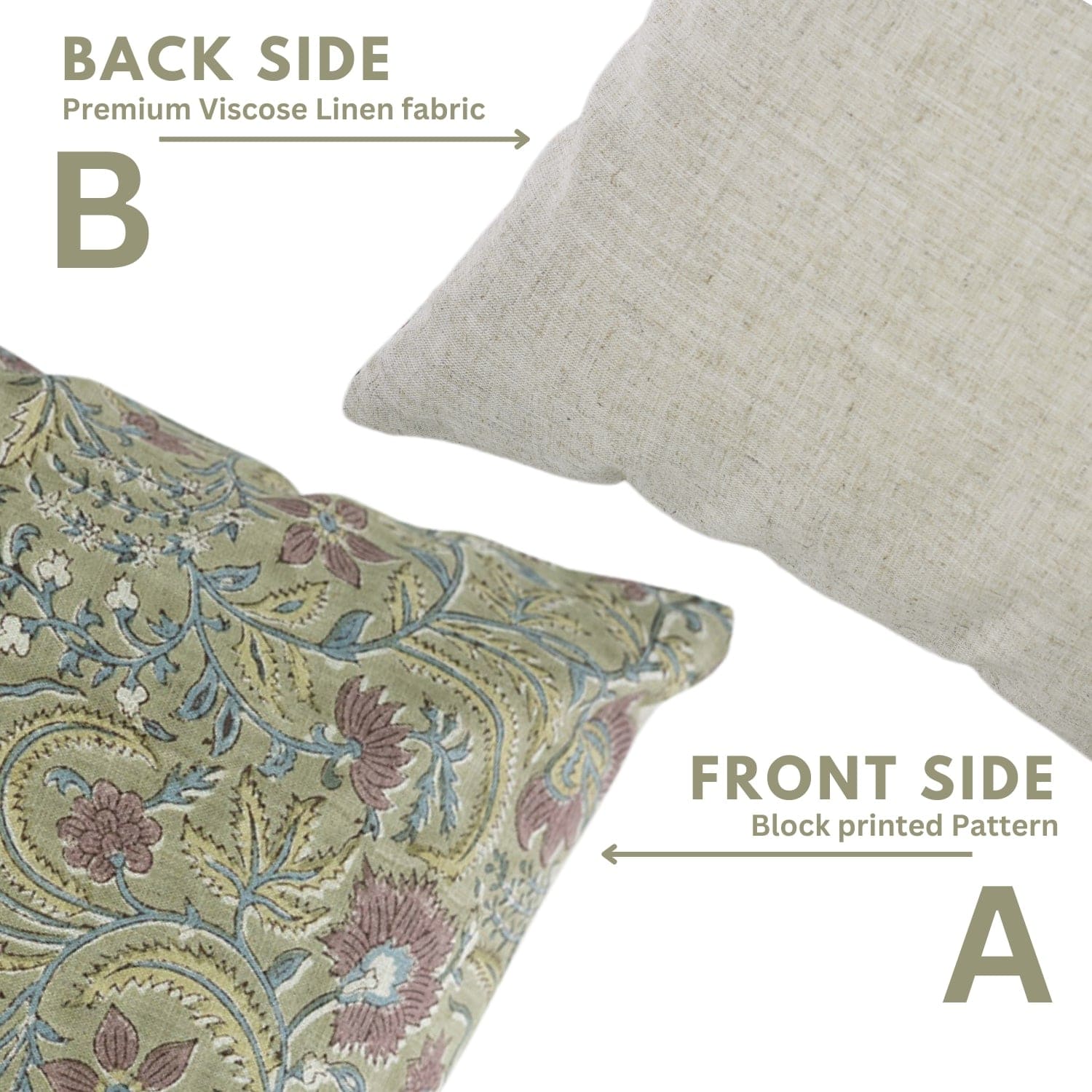 Brown Block Printed Linen Pillow Cover - Kundanvan