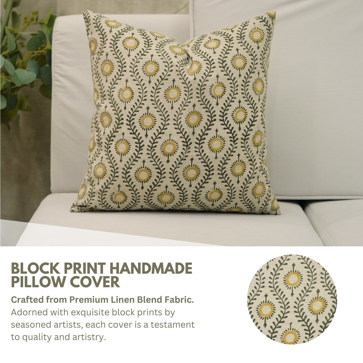 Unique BLOCK PRINT pillow cover in traditional Indian style