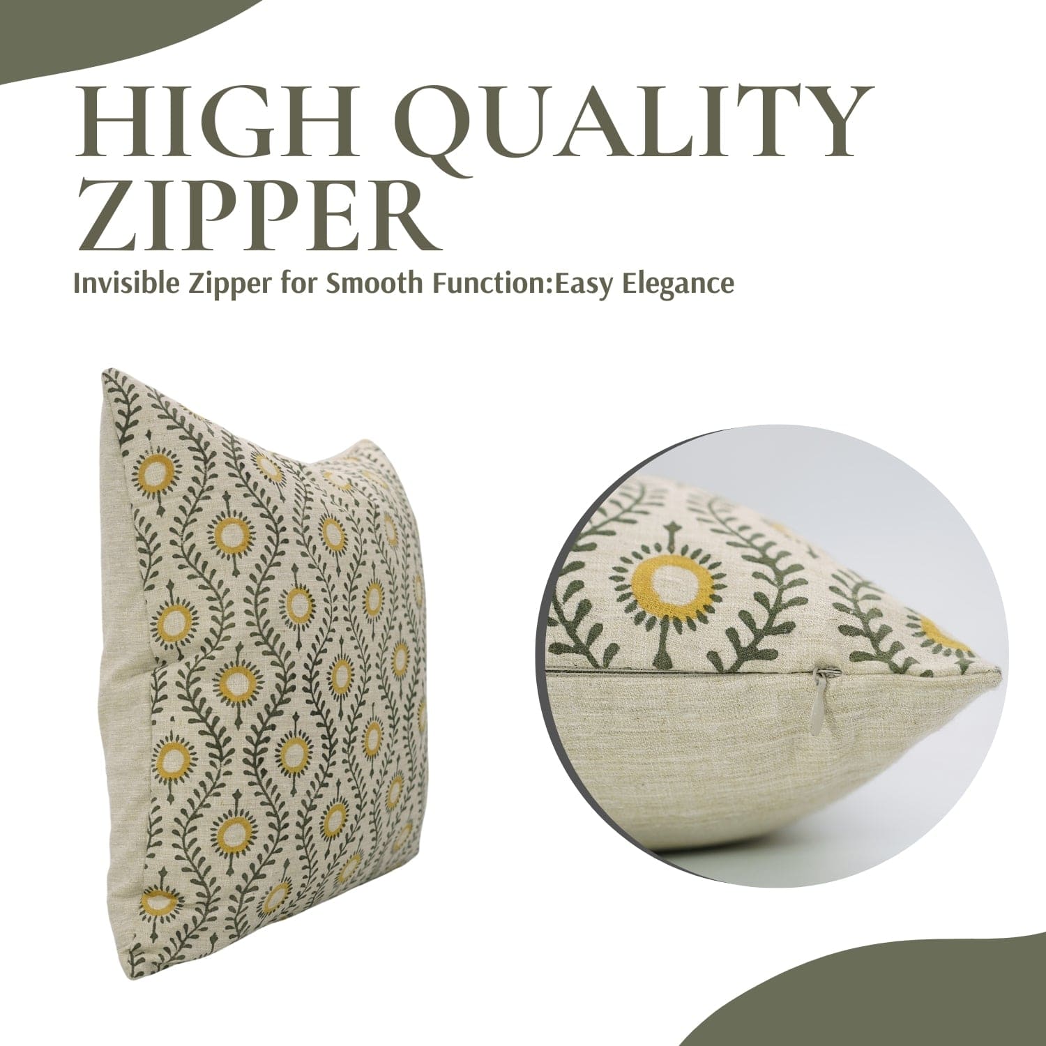 Handmade Linen Mustard Floral Cushion Case - Lehar
