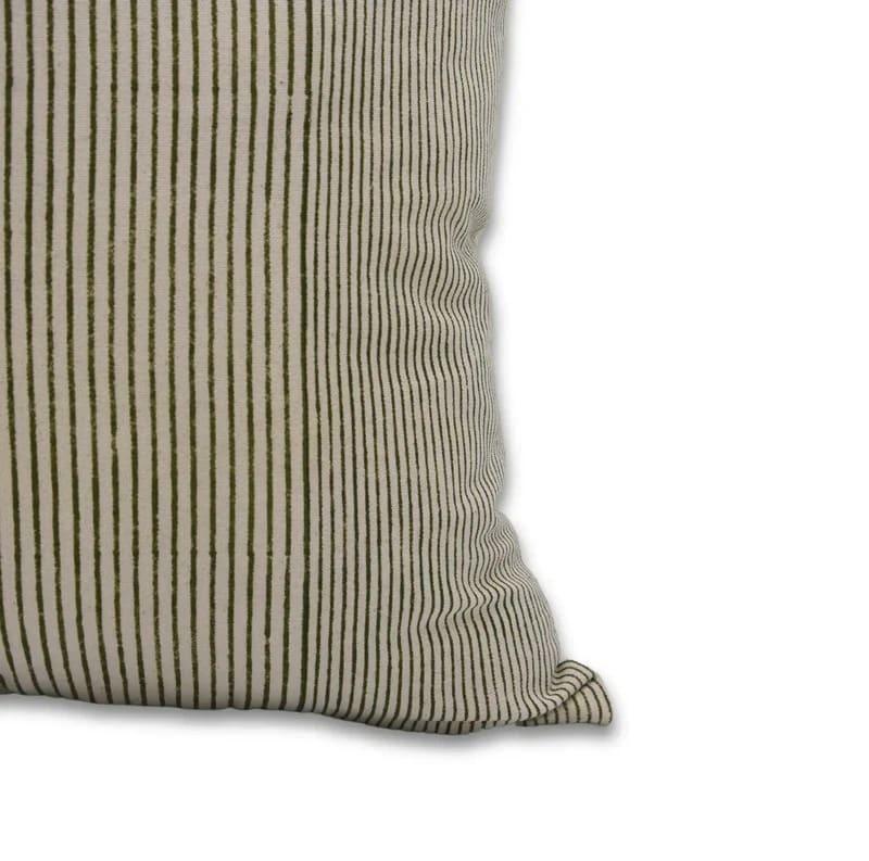 Handmade Lehariya Green Stripe Pillow Cover