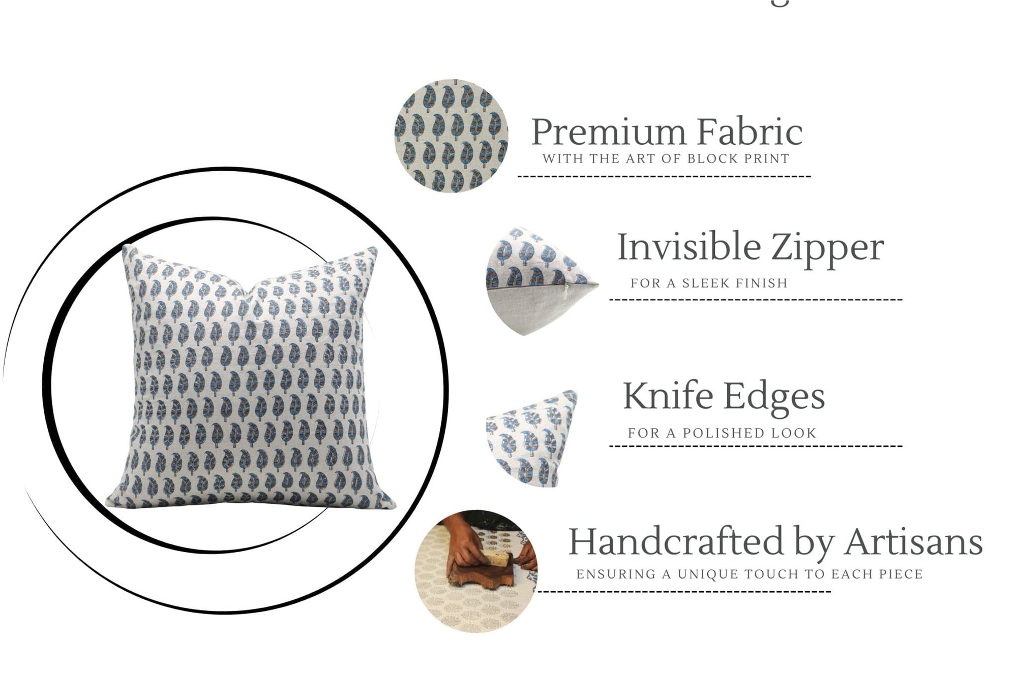 Handmade Linen Cushion Case - Lil Paisley