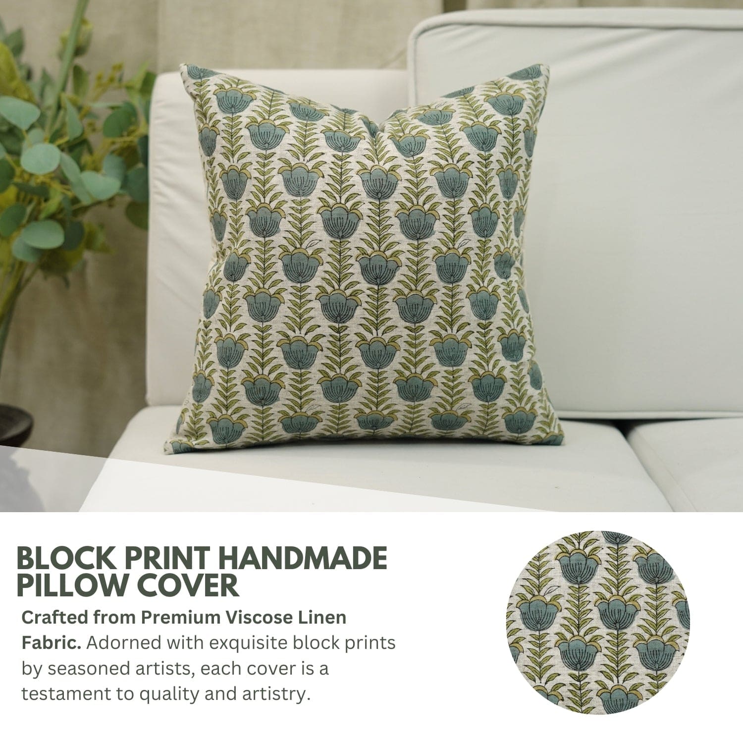 HAND PRINT pillow cover with colorful traditional motifs