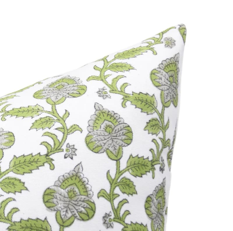 Handmade Green Floral Cushion Cover - Madhubala