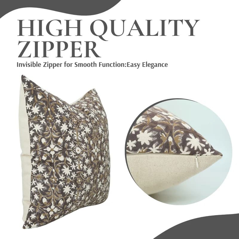 Block Print Green Floral Pillow Cover - Mahalakshmi