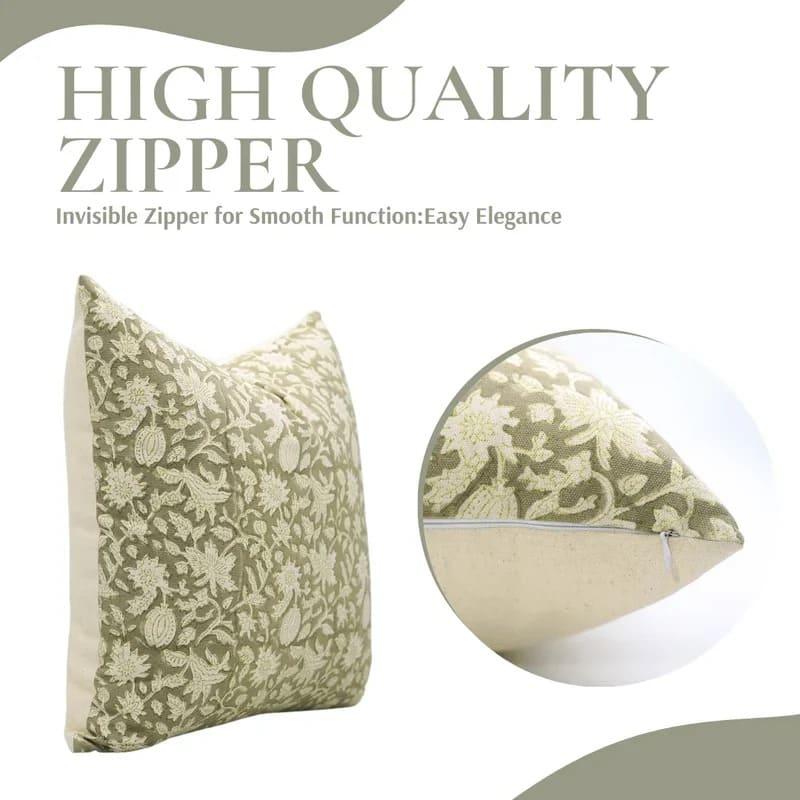 Handmade Green Floral Cushion Cover - Manikarnika