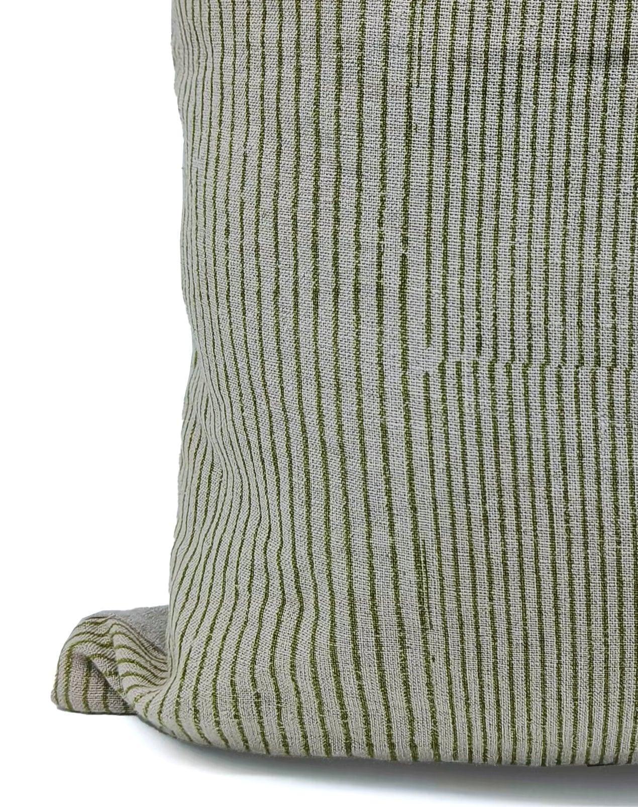 Close-up of a green textured pillow on a white background