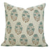 Floral patterned pillow with blue and brown flowers