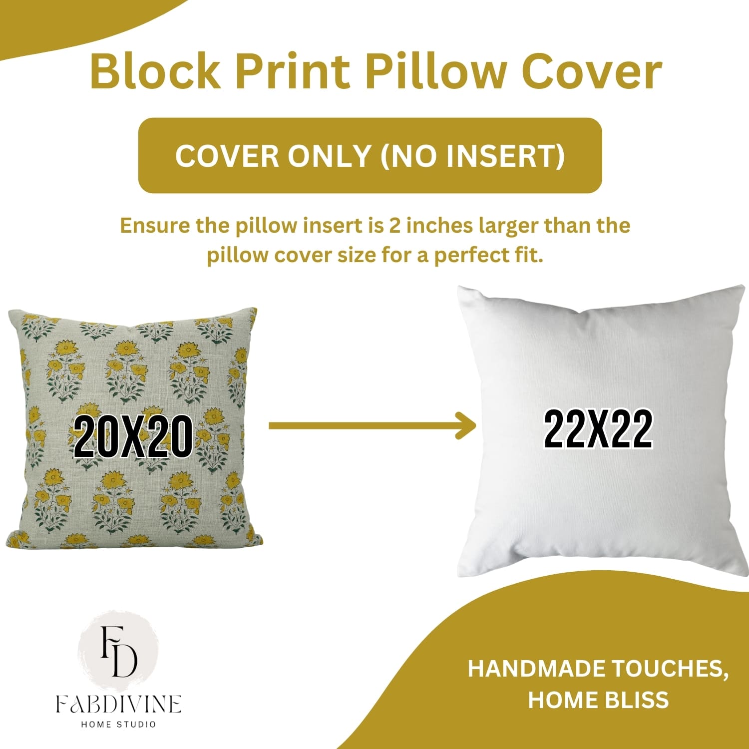 Block print pillow cover with dimensions By Fabdivine 