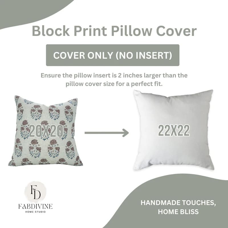 Block Printed Mayra Thick Linen Pillow Cover