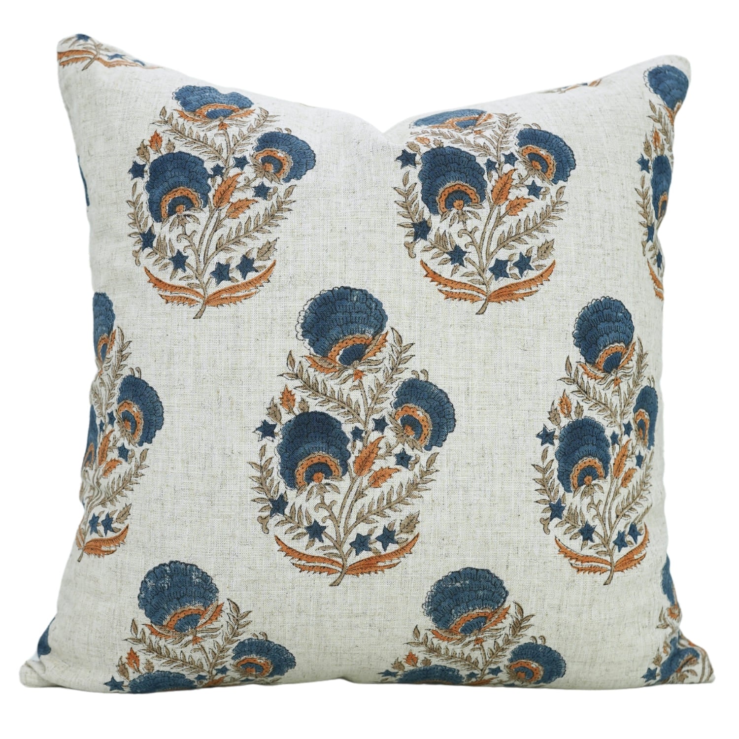 Luxury bedroom throw pillow cover in hand-printed