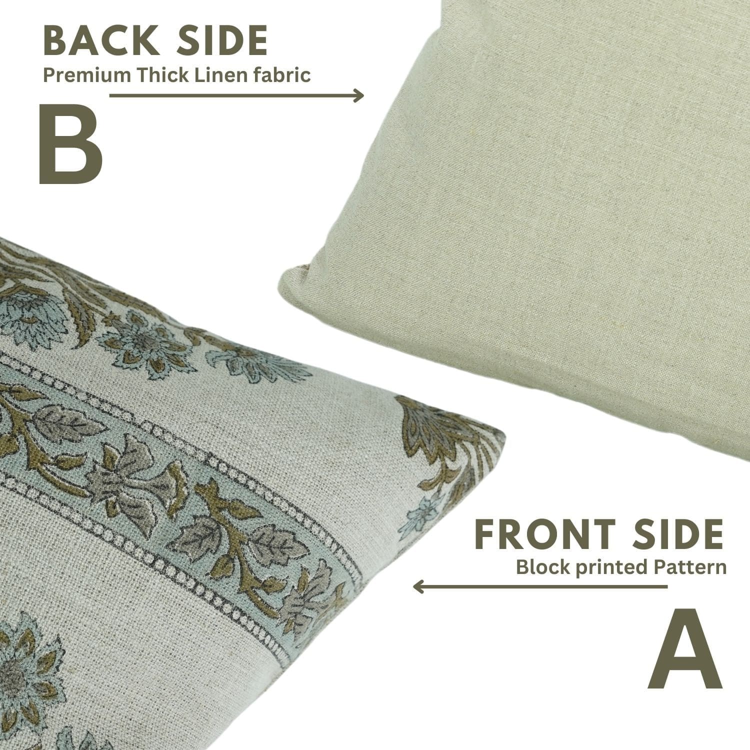 Handmade Morpankh Border Linen Pillow Cover