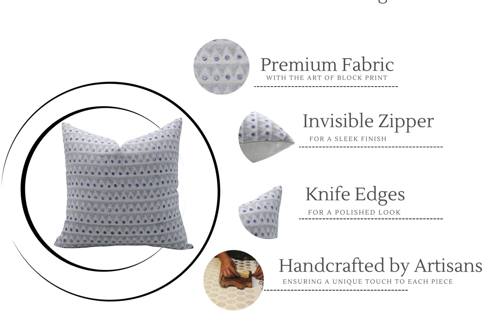 Handmade Blue Pillow Cover || Mountain Moon