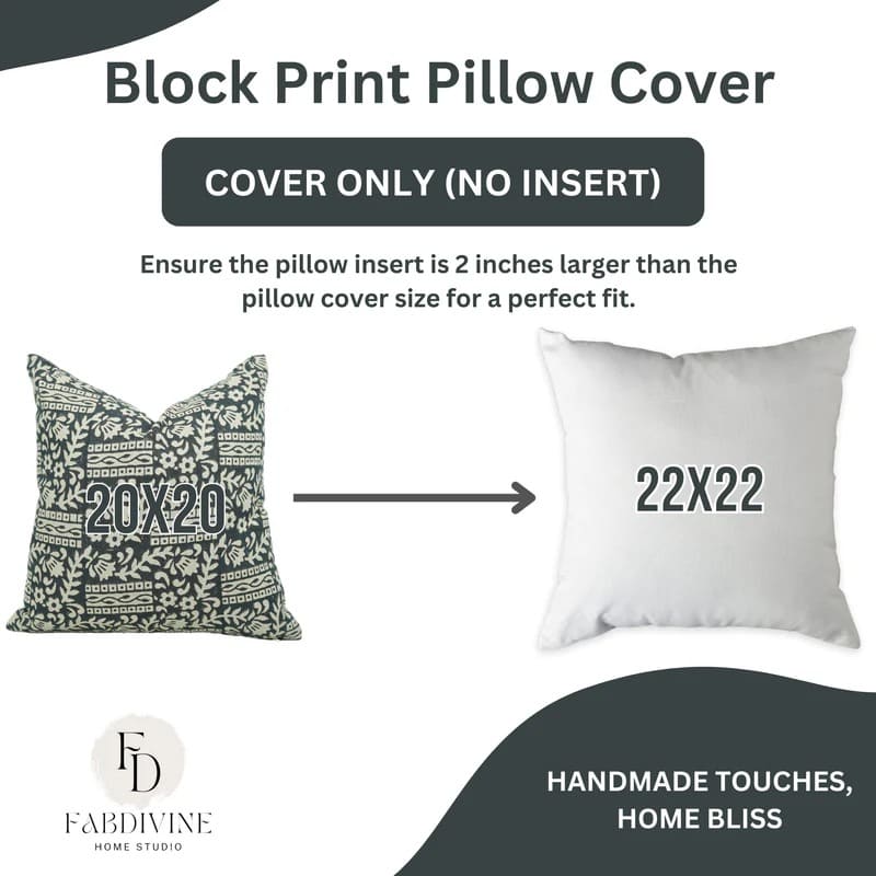 Traditional block print pillow cover for ethnic home decor 