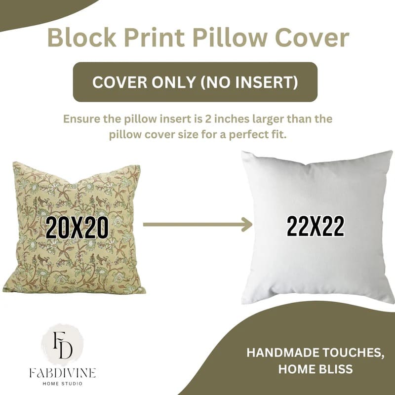 Indian Beige Floral Linen Pillow Cover - Naayab