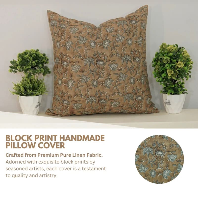 Block print pillow cover, traditional Indian home decor