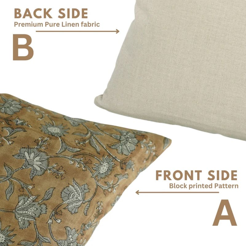 Block Printed Pure Linen Throw Cover - Naayab