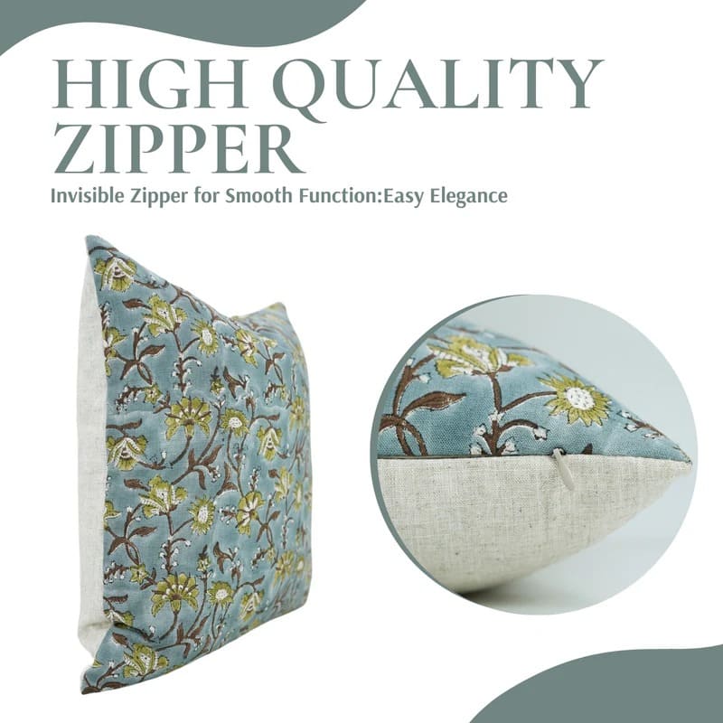 Handmade Floral Linen Throw Cover - Naayab