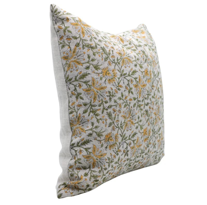 Floral patterned pillow on a white background