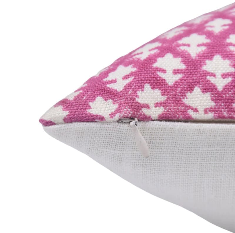 pillow with pink and white boho pillow cover