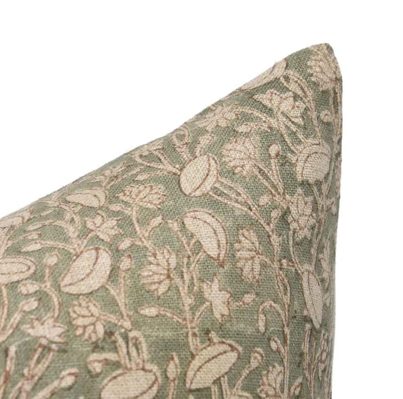 Brown Floral Linen Cushion Cover - Pishta