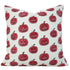 Pillow with red jack-o'-lantern pattern on a white background