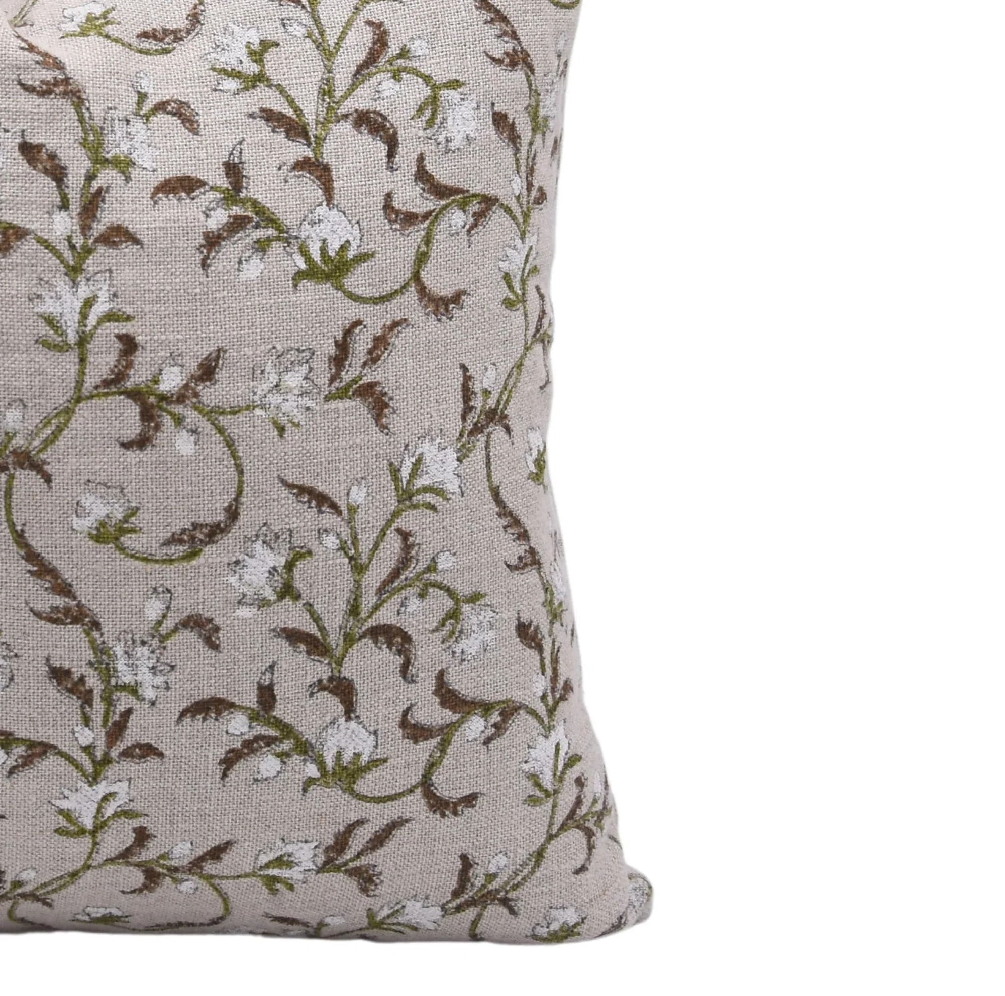 Decorative pillow with floral pattern on a beige background
