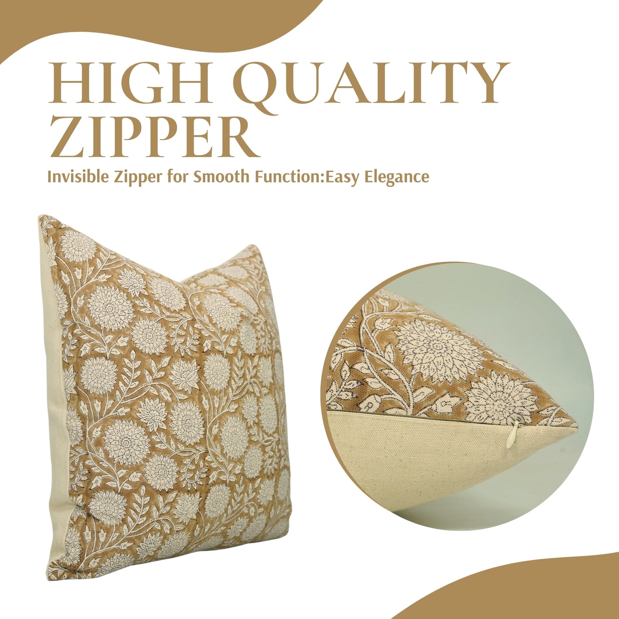 Indian Brown Floral Print Cushion Cover - Rajat