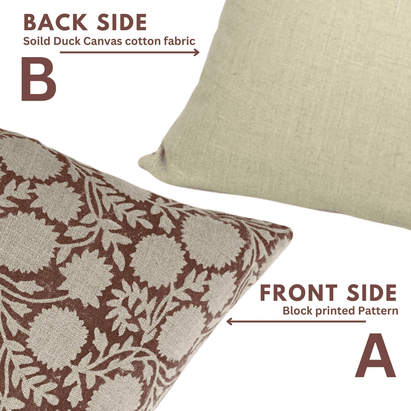 Block Printed Linen Pillow Cover - Rajat