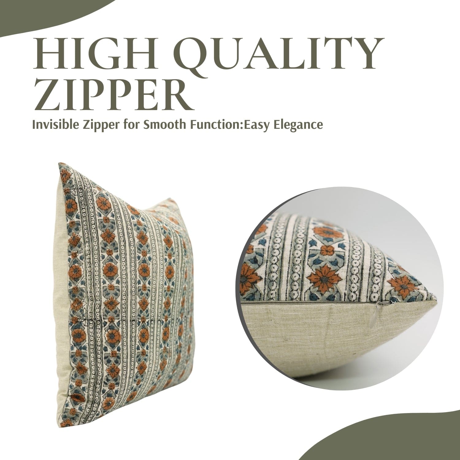 Linen Blend Grey Floral Couch Pillow - Rakhi Phool