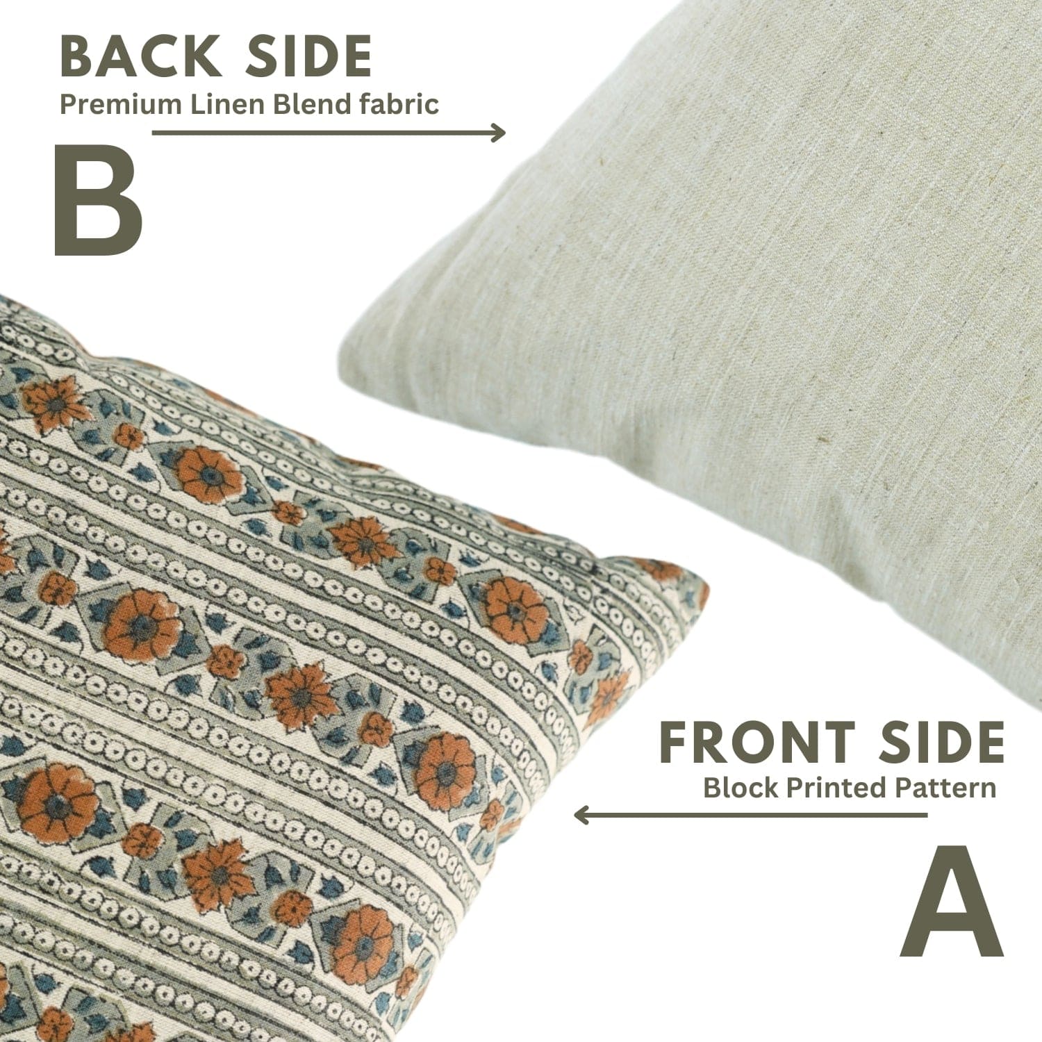 Linen Blend Grey Floral Couch Pillow - Rakhi Phool