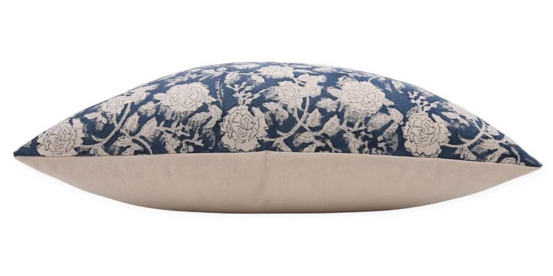 Blue Printed Floral Pillow Cover II Rameshwaram