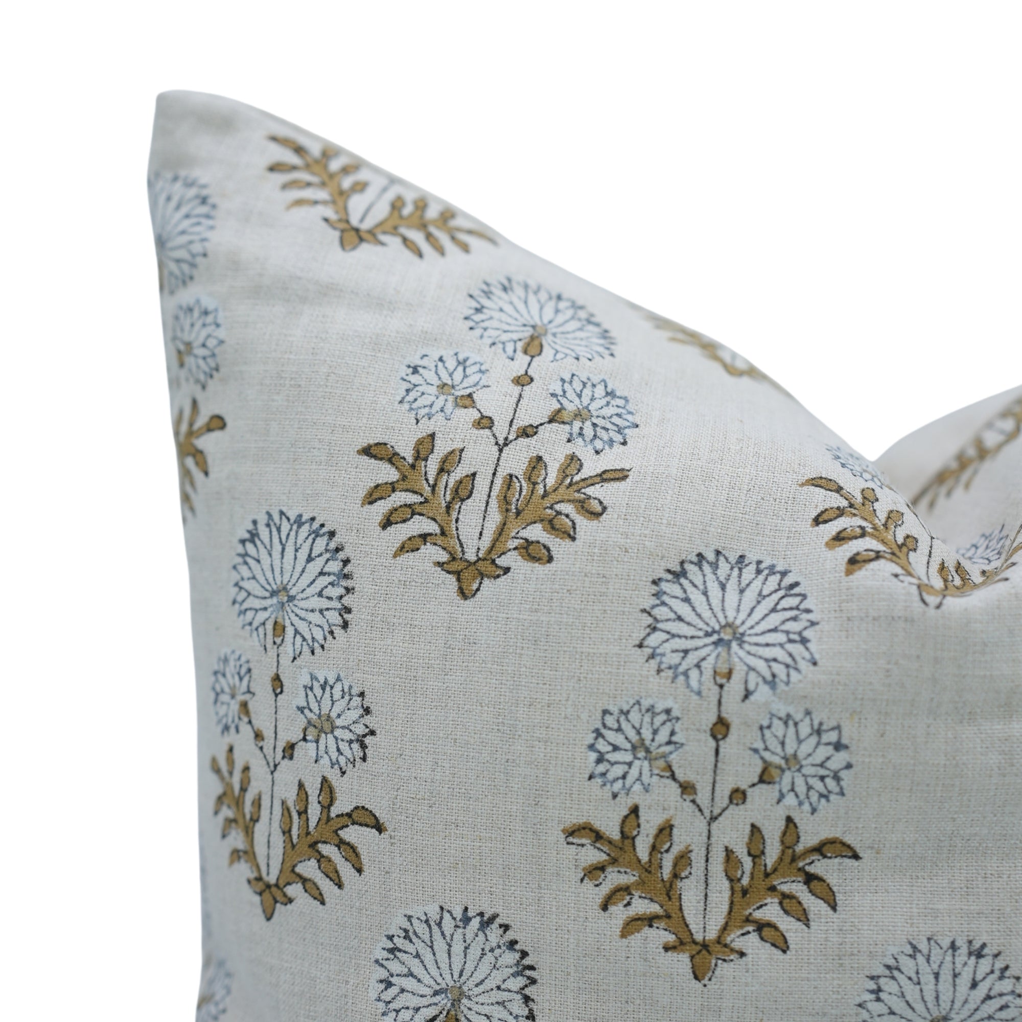 Decorative pillow with floral pattern on a white background