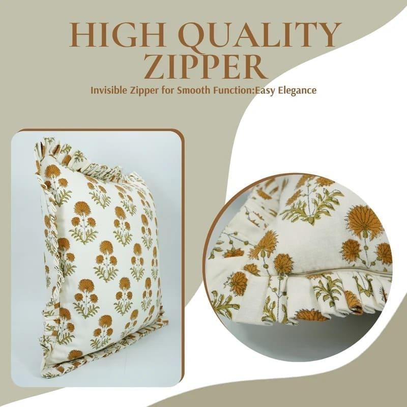 Block Printed Designer Pillow Case - Rishi