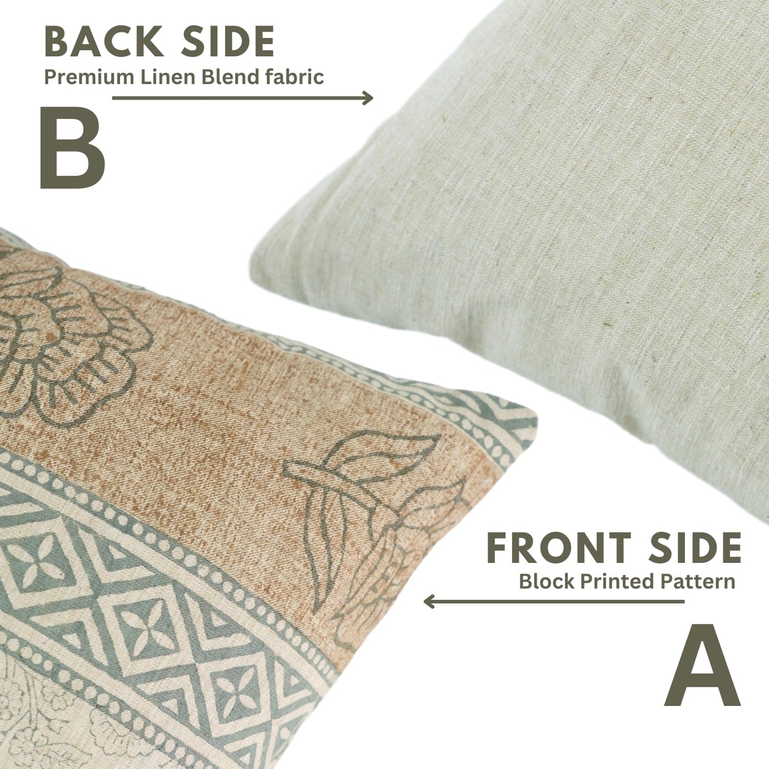 Handmade Linen Blend Brown Pillow Cover - Rohini