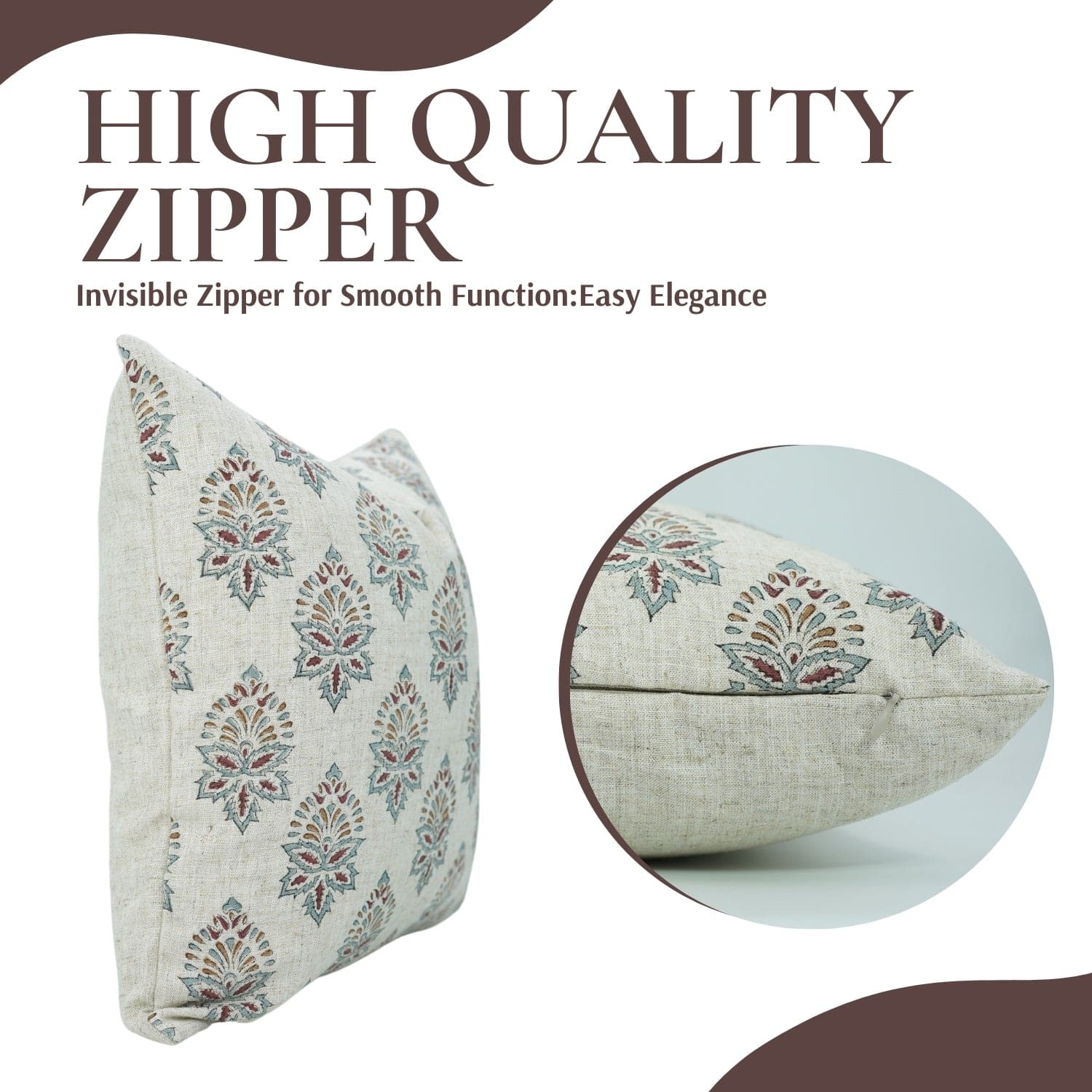 Block Print Red Floral Cushion Cover - Samrat