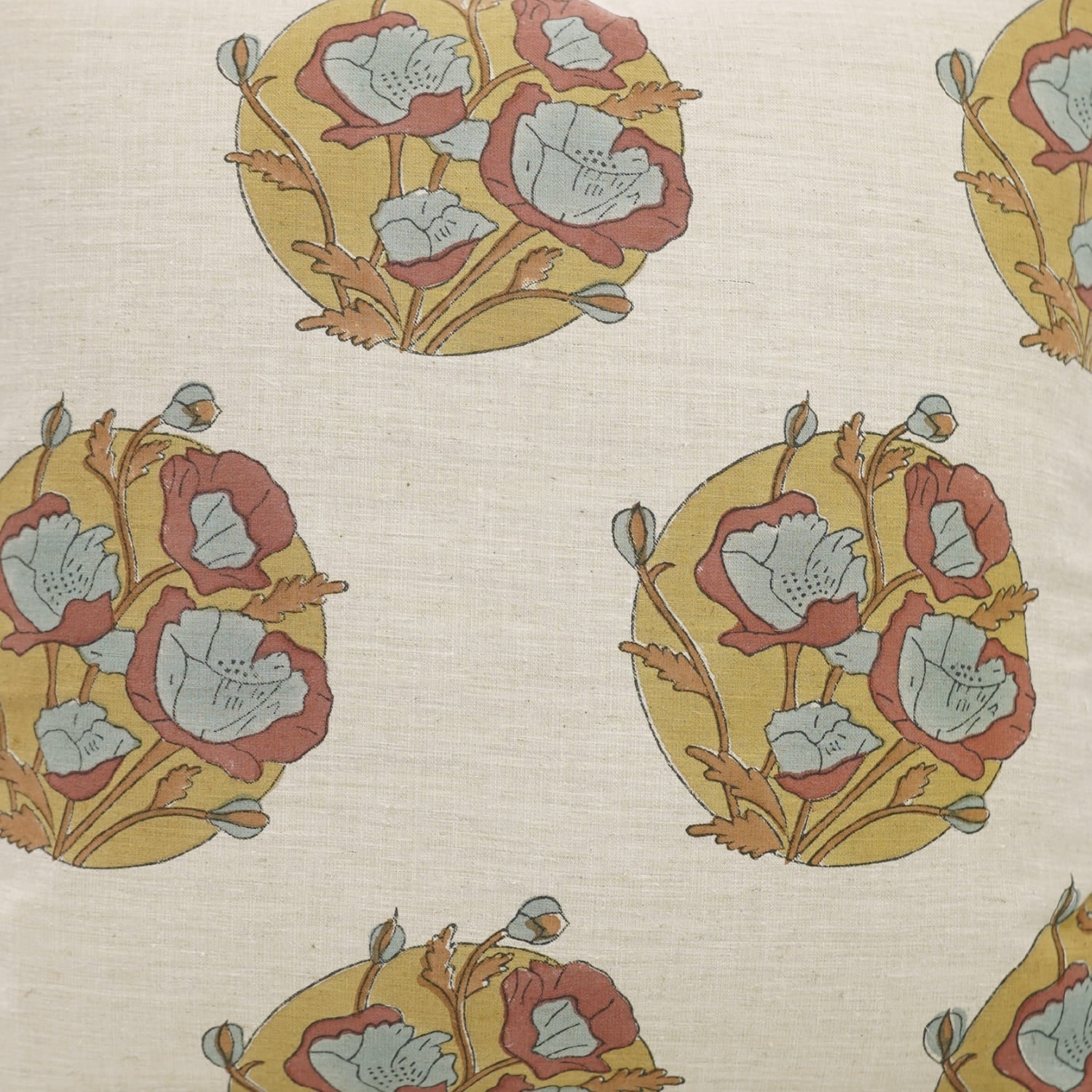 Decorative fabric pattern with floral design on a beige background